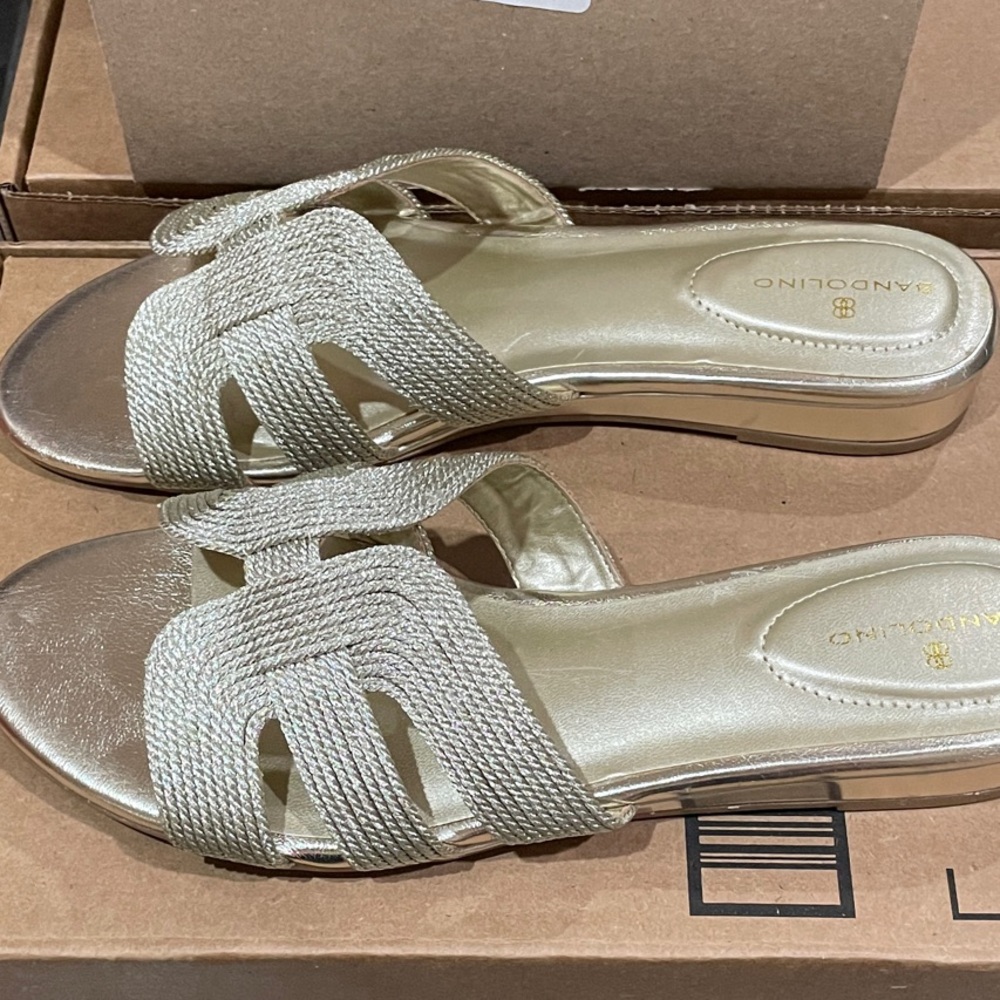 Bandolino Women's Woven Metallic Slide Sandals-New-Size 10 - Picture 3 of 8